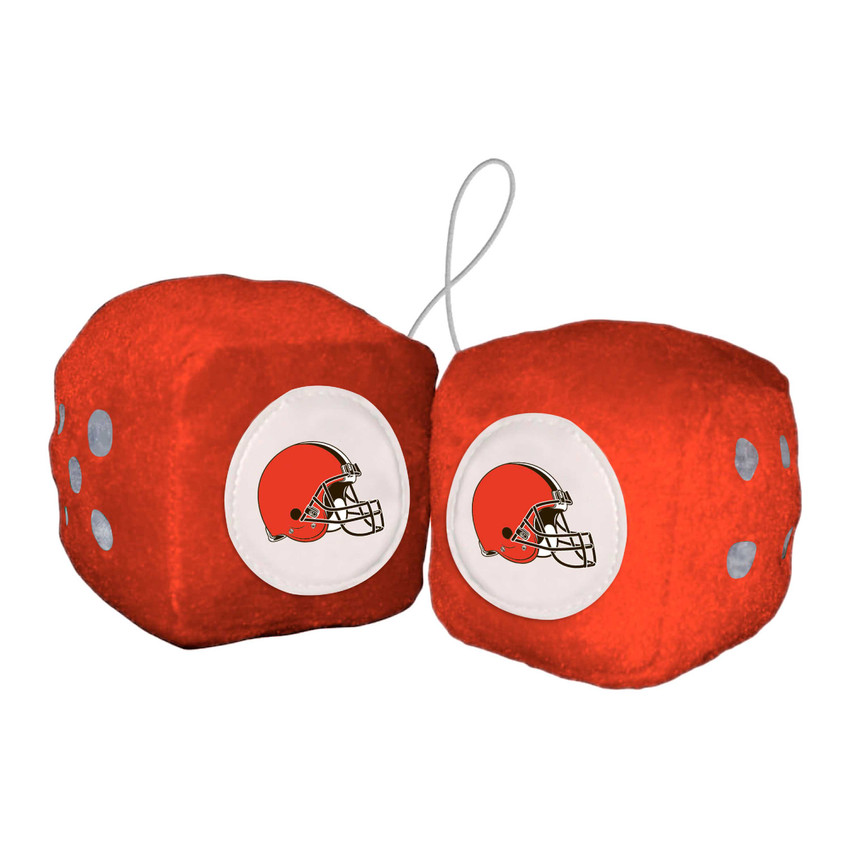 Cleveland Browns Team Color Fuzzy Dice D√©cor 3" Set Browns Helmet Primary Logo