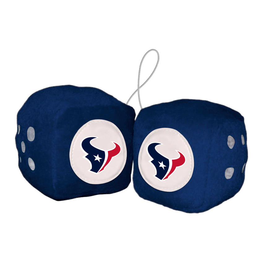 Houston Texans Team Color Fuzzy Dice D√©cor 3" Set Bull Head Primary Logo