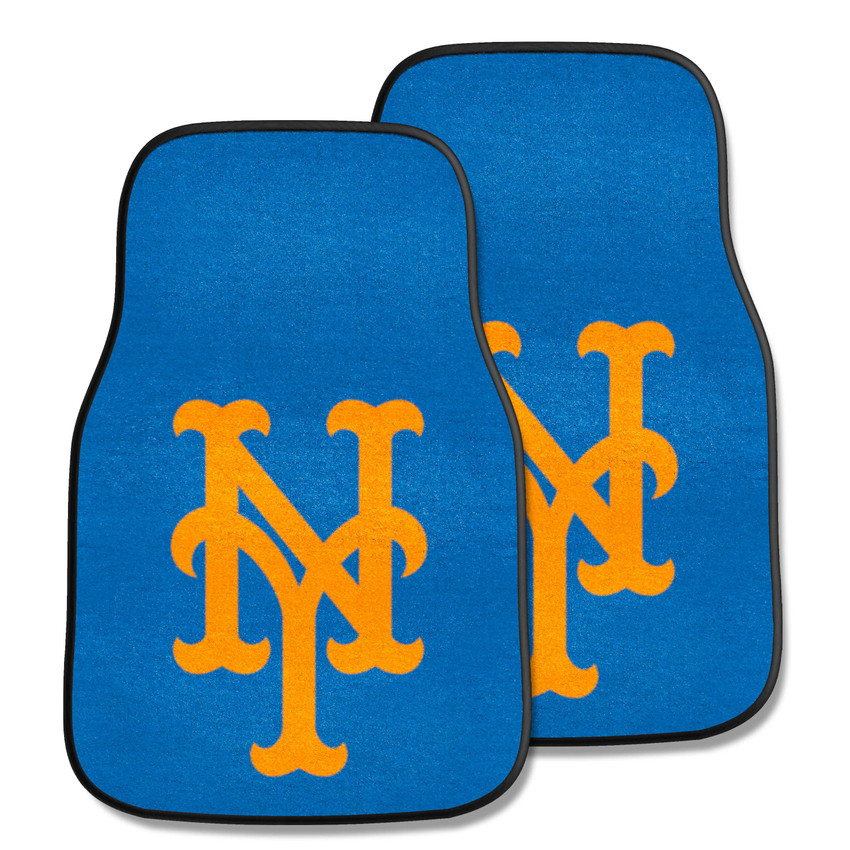 New York Mets Front Carpet Car Mat Set - 2 Pieces NY Cap Logo