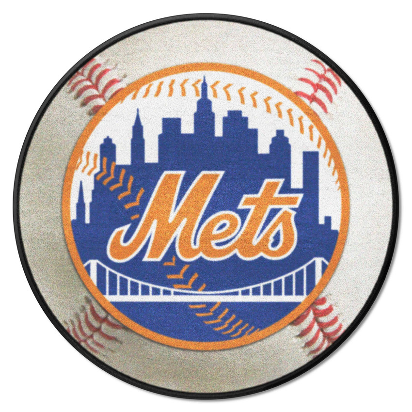 New York Mets Baseball Rug - 27in. Diameter Circular Mets Primary Logo