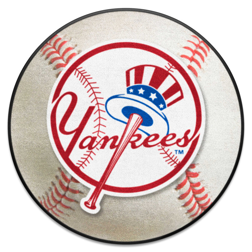 New York Yankees Baseball Rug - 27in. Diameter Circular Yankees Primary Logo