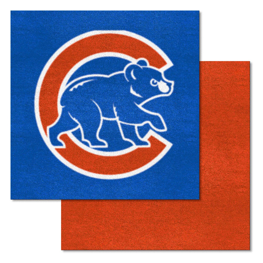 Chicago Cubs "C Bear" Alternate Logo Team Carpet Tiles - 45 Sq Ft. C Bear Alternate Logo