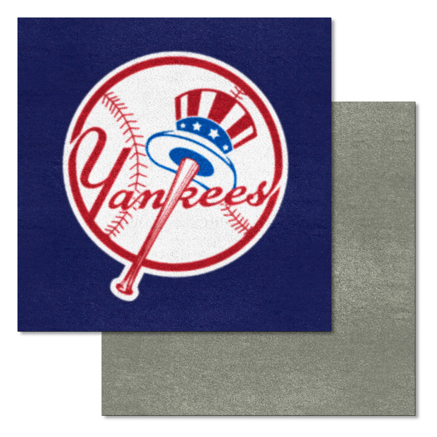 New York Yankees Team Carpet Tiles - 45 Sq Ft. Circular Yankees Primary Logo