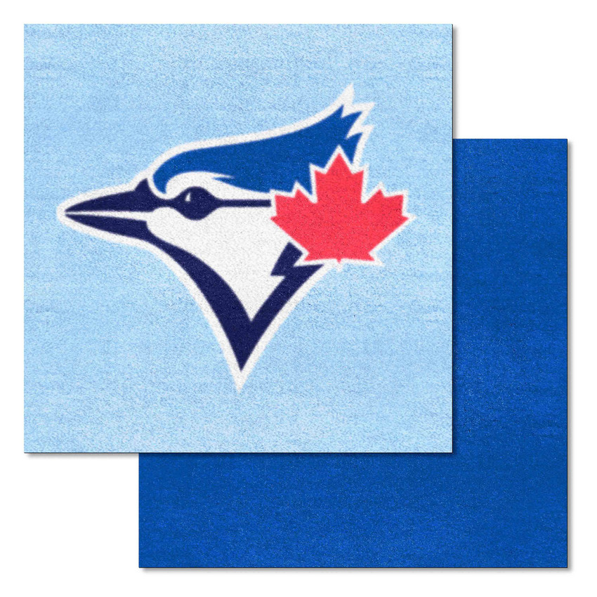 Toronto Blue Jays Light Blue & Navy Team Carpet Tiles - 45 Sq Ft. Blue Jay Head Primary Cap Logo