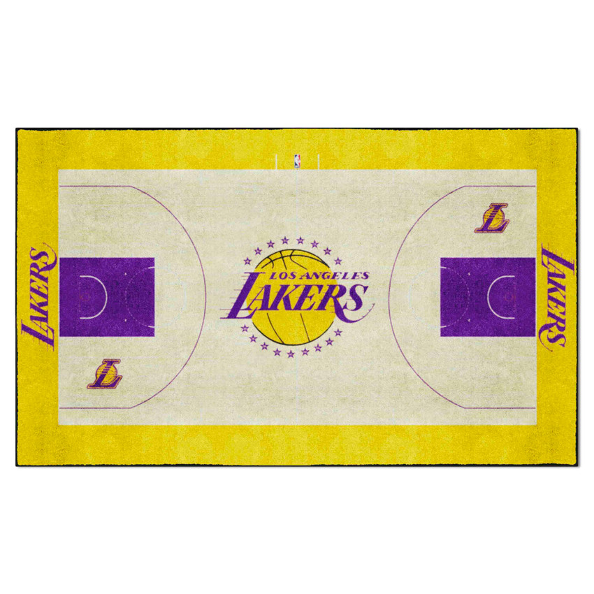 Los Angeles Lakers 6 ft. x 10 ft. Plush Area Rug Wordmark and Basketball Primary Logo