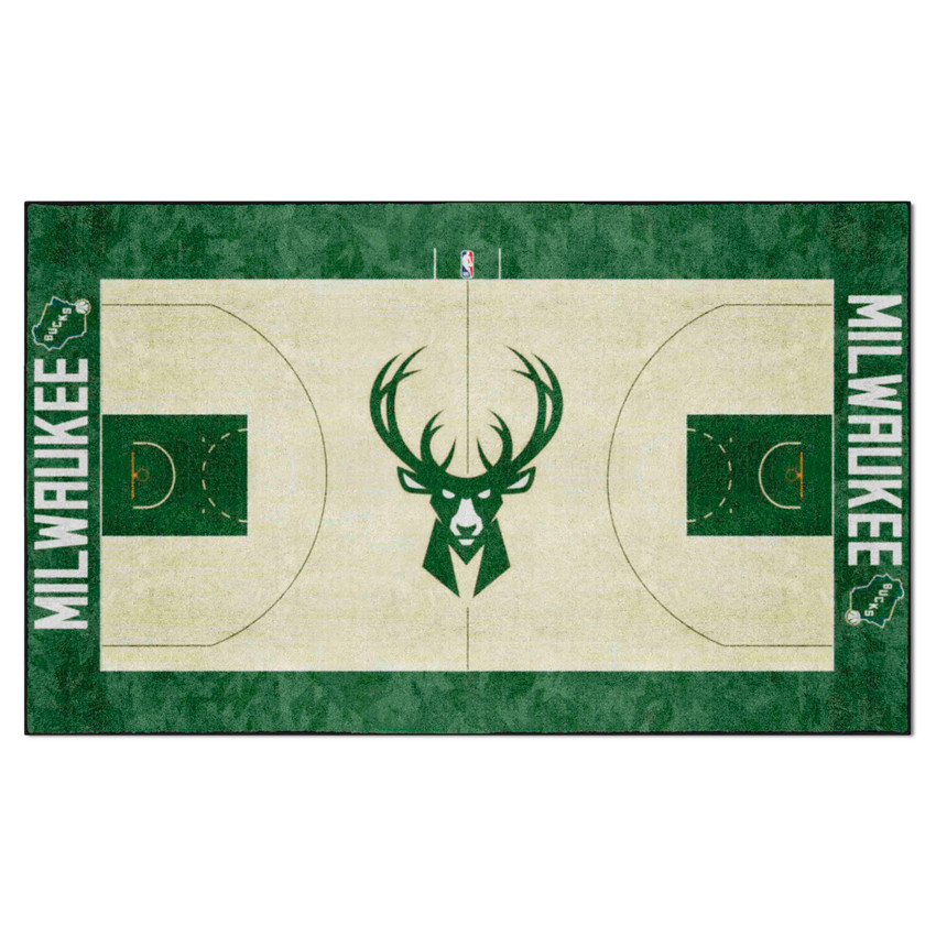 Milwaukee Bucks 6 ft. x 10 ft. Plush Area Rug Buck Head Primary Logo