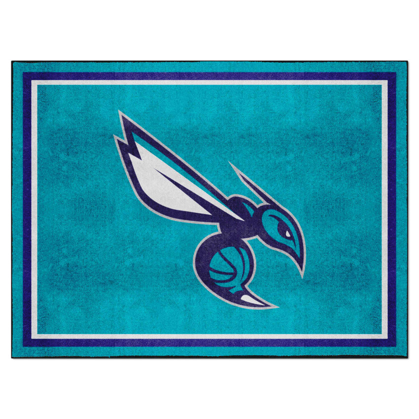 Charlotte Hornets 8ft. x 10 ft. Plush Area Rug Side Facing Hornet Secondary Logo