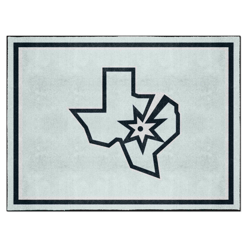 San Antonio Spurs 8ft. x 10 ft. Plush Area Rug Texas State Shape Secondary Logo