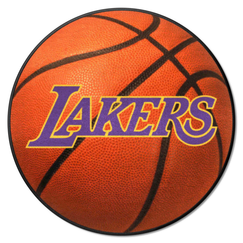 Los Angeles Lakers Basketball Rug - 27in. Diameter "Lakers" Wordmark