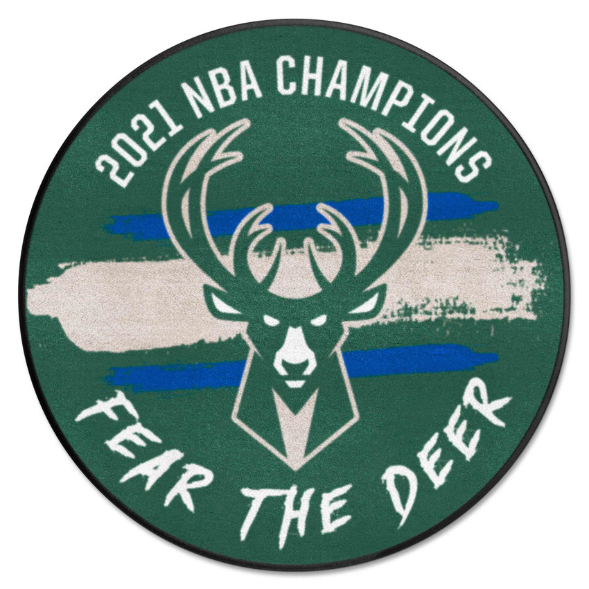 Milwaukee Bucks 2021 NBA Champions Basketball Rug - 27in. Diameter Championship - 2021 NBA Champions
