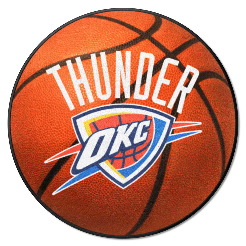 Oklahoma City Thunder Basketball Rug - 27in. Diameter OKC Primary Logo & Wordmark