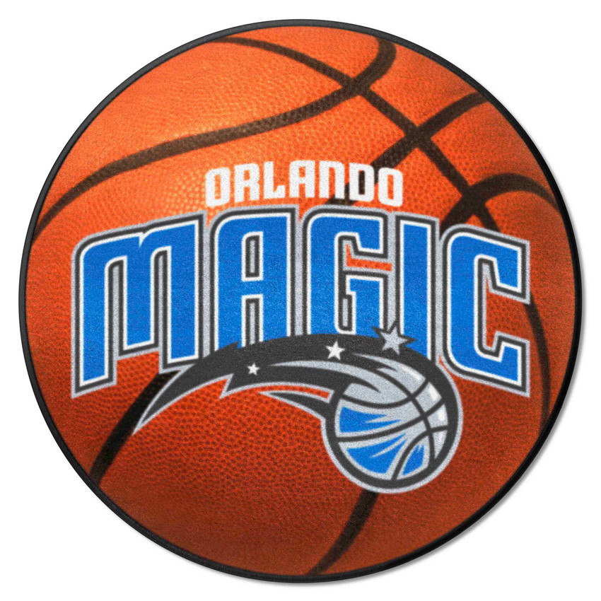 Orlando Magic Basketball Rug - 27in. Diameter Magic Basketball Primary Logo & Wordmark