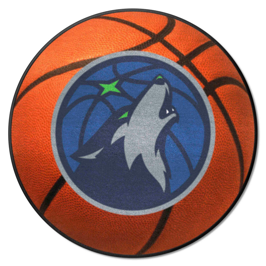 Minnesota Timberwolves Basketball Rug - 27in. Diameter Wolf Head Primary Logo