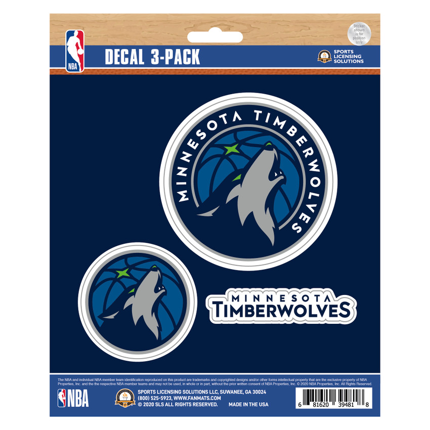 Minnesota Timberwolves 3 Piece Decal Sticker Set3 Various Logos / Wordmark
