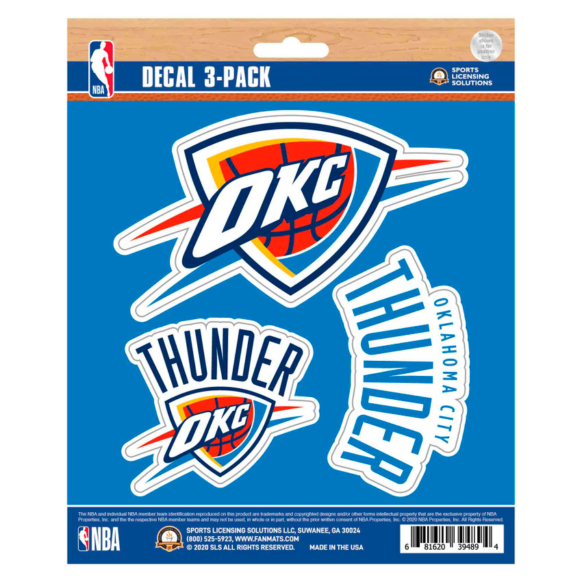 Oklahoma City Thunder 3 Piece Decal Sticker Set3 Various Logos / Wordmark