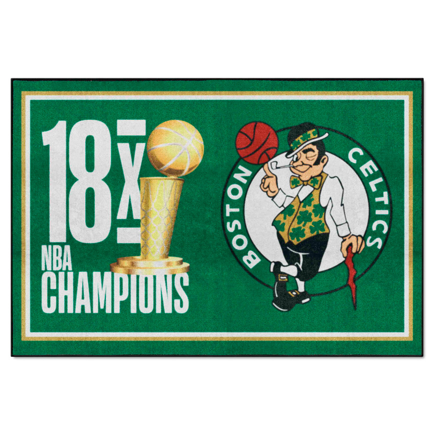 Boston Celtics Dynasty 5ft. x 8ft. Plush Area Rug Circular Leprachaun Primary Logo 17x