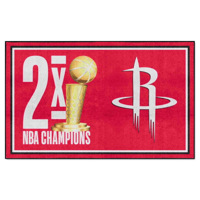 Houston Rockets Dynasty 5ft. x 8ft. Plush Area Rug R Primary Logo 2x