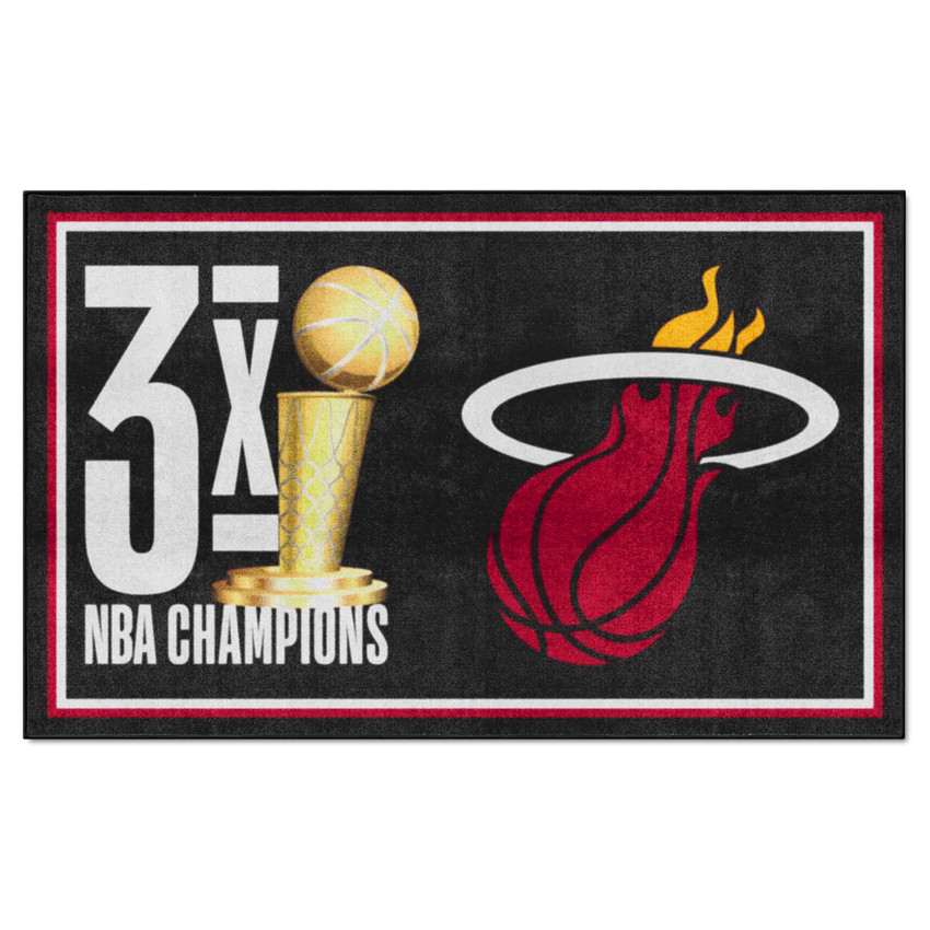 Miami Heat Dynasty 5ft. x 8ft. Plush Area Rug Flaming Basketball Primary Logo 6x