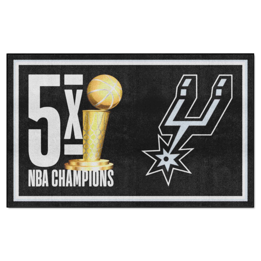 San Antonio Spurs Dynasty 5ft. x 8ft. Plush Area Rug Spur Primary Logo 5x