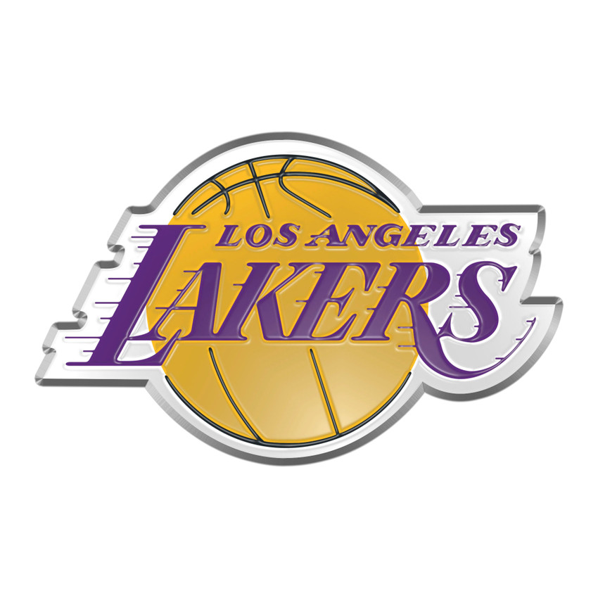Los Angeles Lakers Heavy Duty Aluminum Embossed Color Emblem Wordmark and Basketball Primary Logo