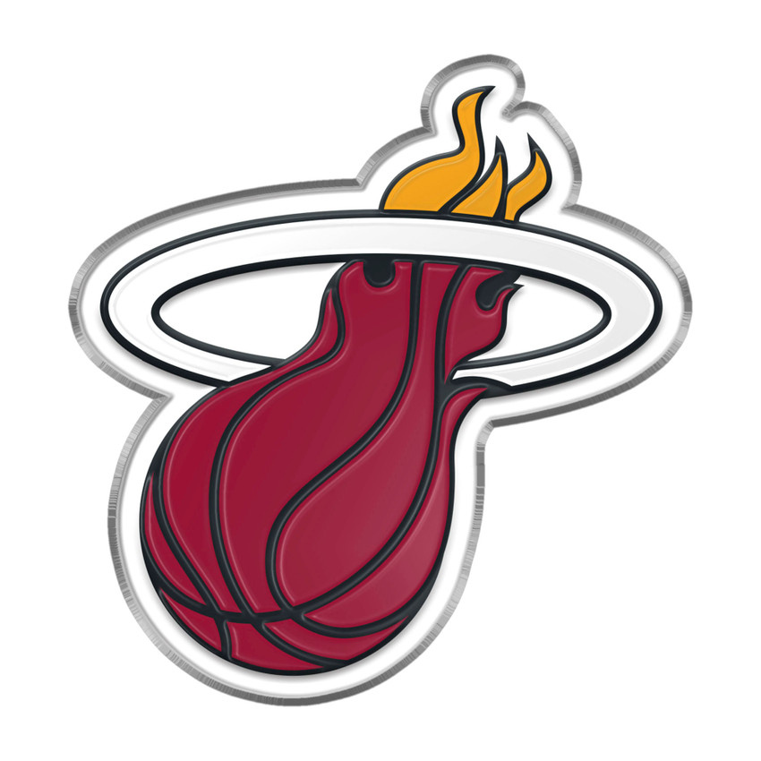 Miami Heat Heavy Duty Aluminum Embossed Color Emblem Flaming Basketball Primary Logo
