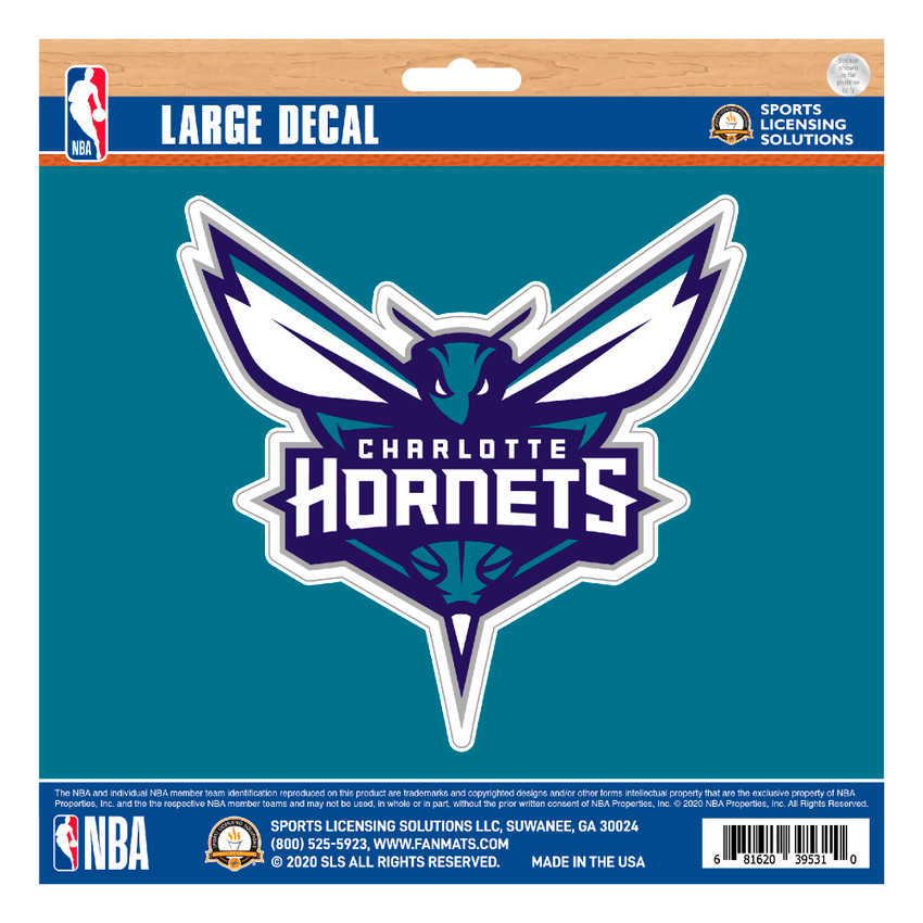 Charlotte Hornets Large Decal Sticker Hornet with Wordmark Primary Logo