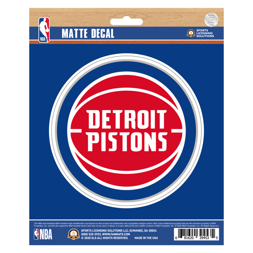 Detroit Pistons Matte Decal Sticker Basketball with Wordmark Primary Logo