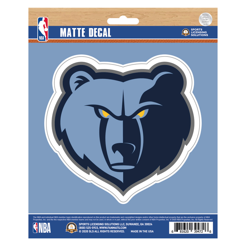 Memphis Grizzlies Matte Decal Sticker Grizzly Head Primary Logo