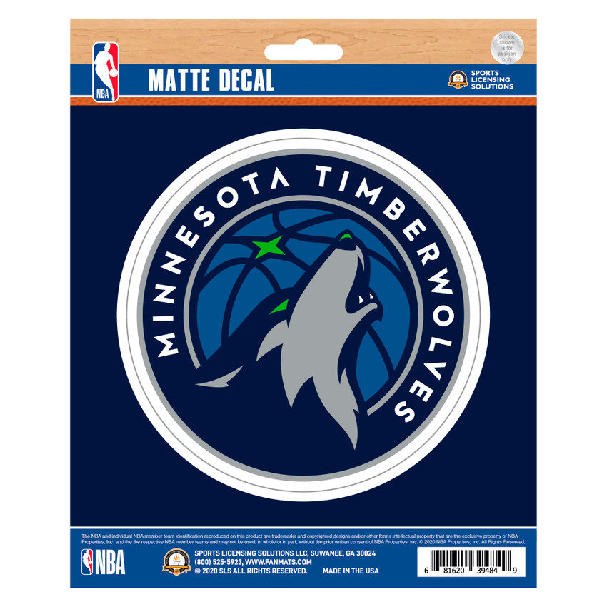 Minnesota Timberwolves Matte Decal Sticker Wolf Head Primary Logo
