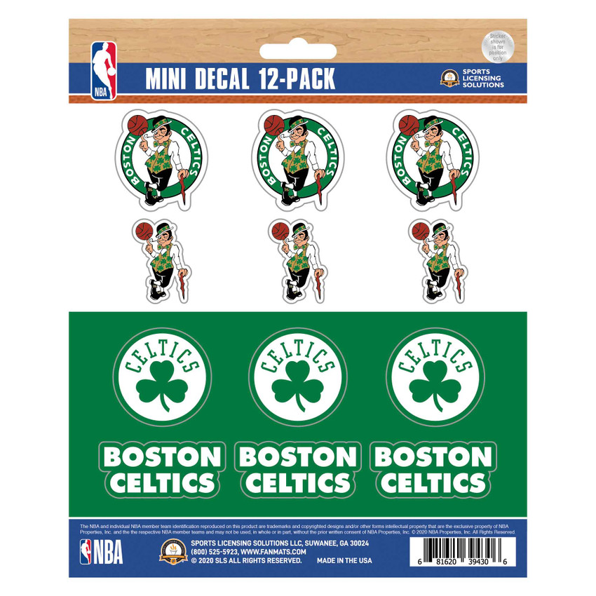 Boston Celtics 12 Count Mini Decal Sticker Pack 12 Various Logos / Wordmark