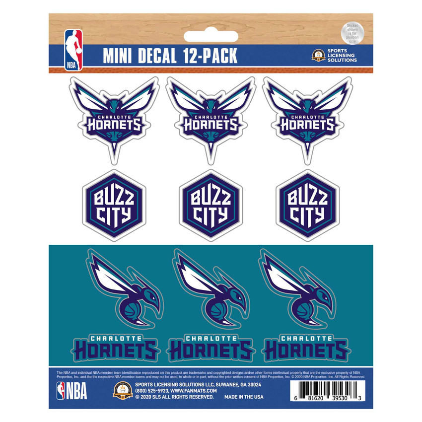 Charlotte Hornets 12 Count Mini Decal Sticker Pack 12 Various Logos / Wordmark
