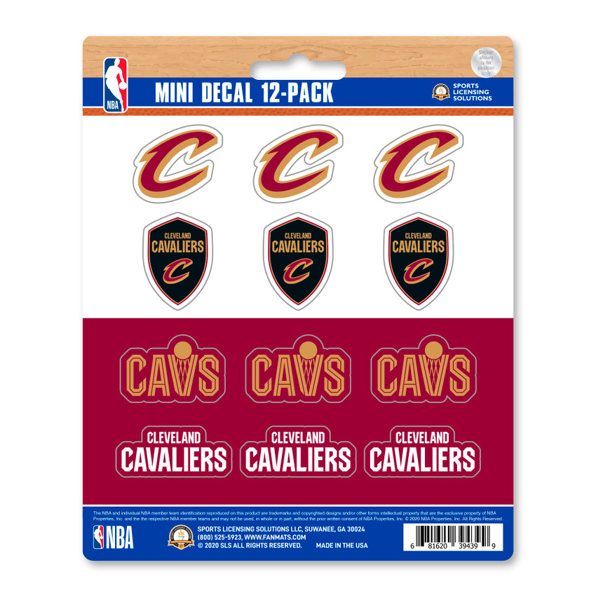 Cleveland Cavaliers 12 Count Mini Decal Sticker Pack 12 Various Logos / Wordmark