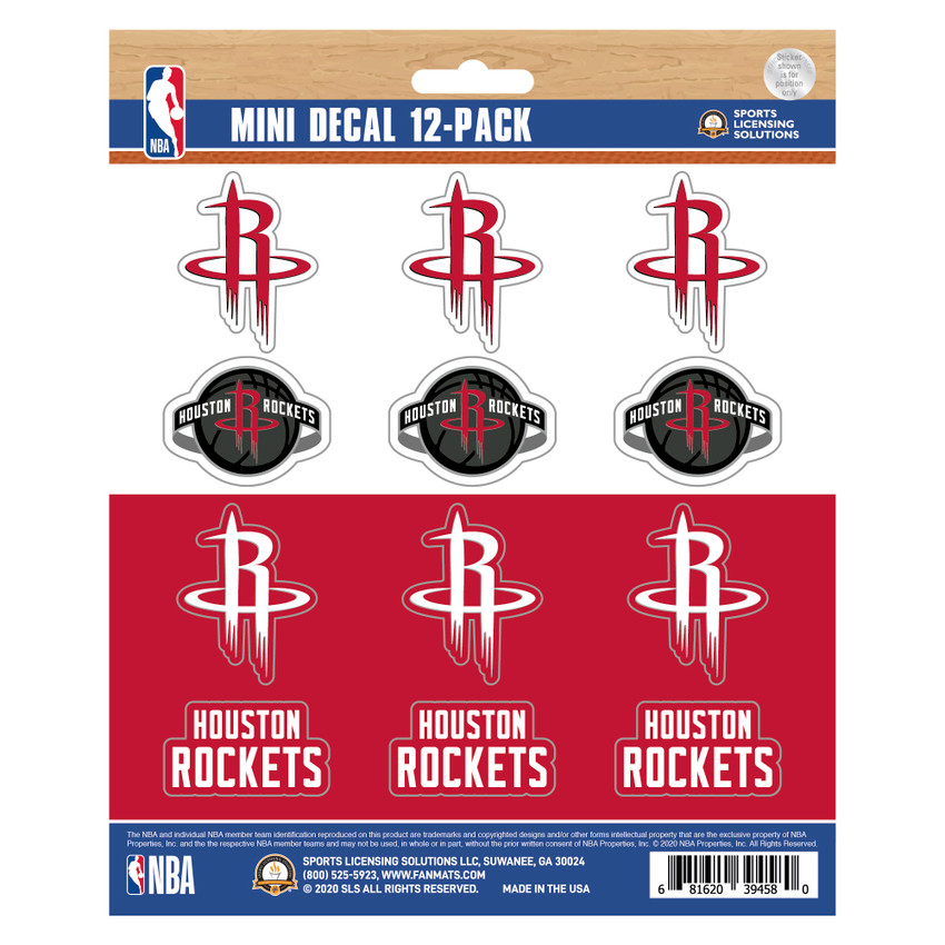 Houston Rockets 12 Count Mini Decal Sticker Pack 12 Various Logos / Wordmark
