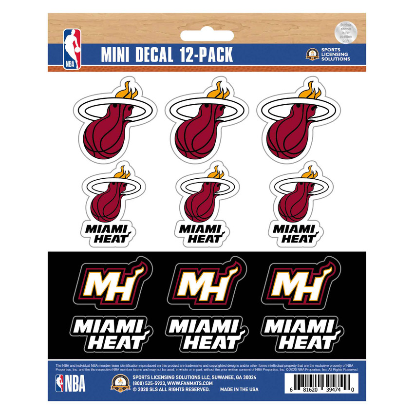 Miami Heat 12 Count Mini Decal Sticker Pack 12 Various Logos / Wordmark