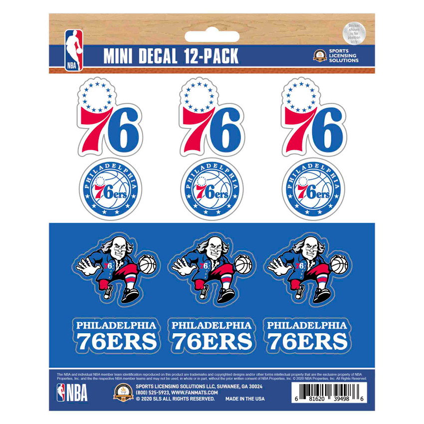 Philadelphia 76ers 12 Count Mini Decal Sticker Pack 12 Various Logos / Wordmark