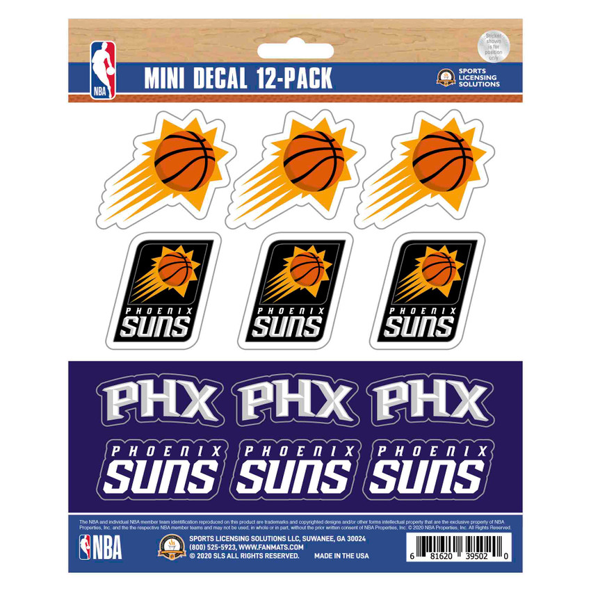 Phoenix Suns 12 Count Mini Decal Sticker Pack 12 Various Logos / Wordmark