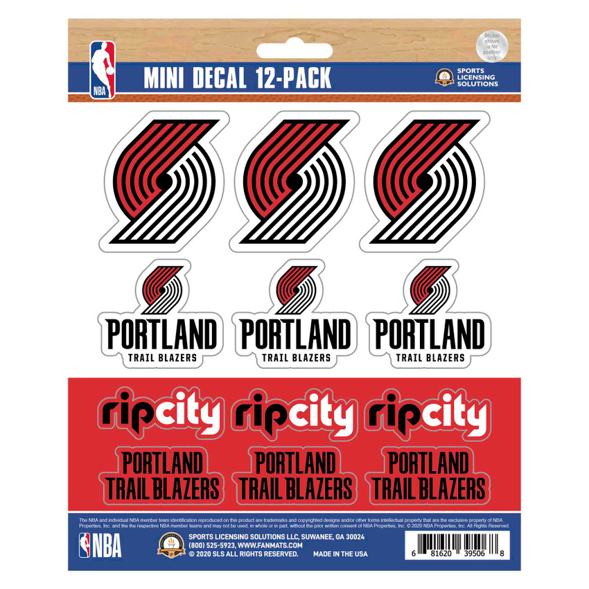 Portland Trail Blazers 12 Count Mini Decal Sticker Pack 12 Various Logos / Wordmark