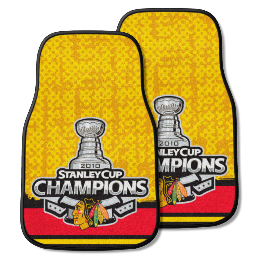 Chicago Blackhawks Front Carpet Car Mat Set - 2 Pieces, 2010 NHL Stanley Cup Champions Championship - 2010 NHL Stanley Cup Champions