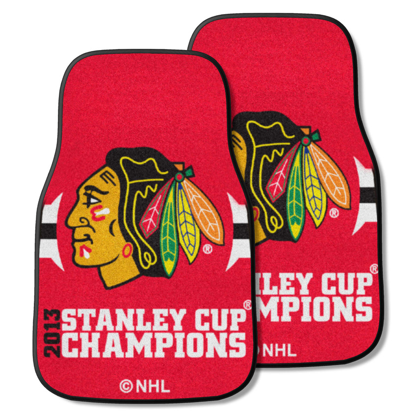 Chicago Blackhawks Front Carpet Car Mat Set - 2 Pieces, 2013 NHL Stanley Cup Champions Championship - 2013 NHL Stanley Cup Champions