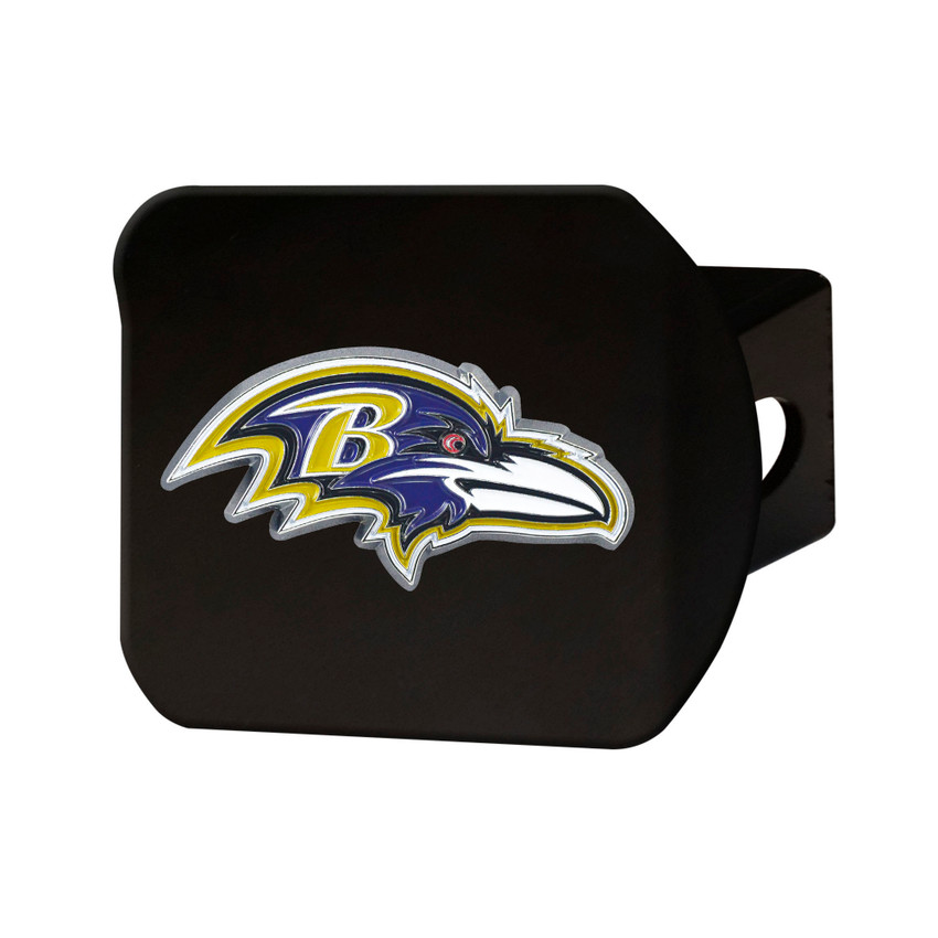 Baltimore Ravens Black Metal Hitch Cover - 3D Color Emblem Raven Head Primary Logo