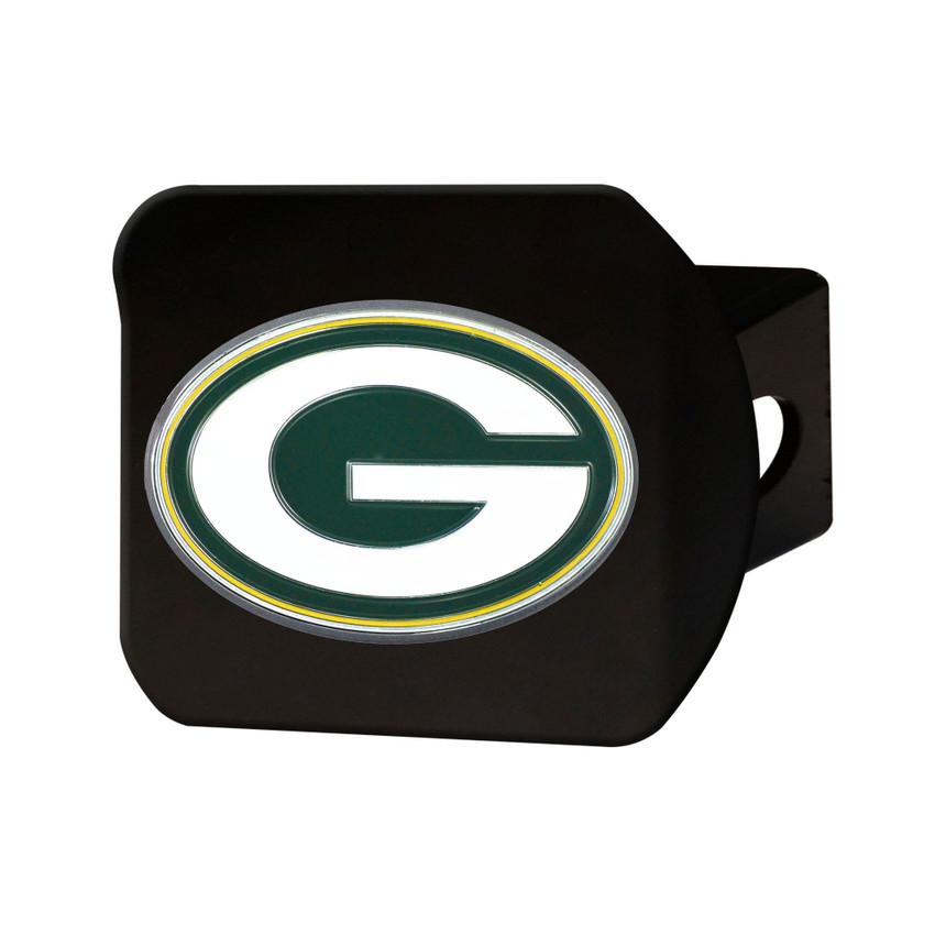 Green Bay Packers Black Metal Hitch Cover - 3D Color Emblem Oval G Primary Logo