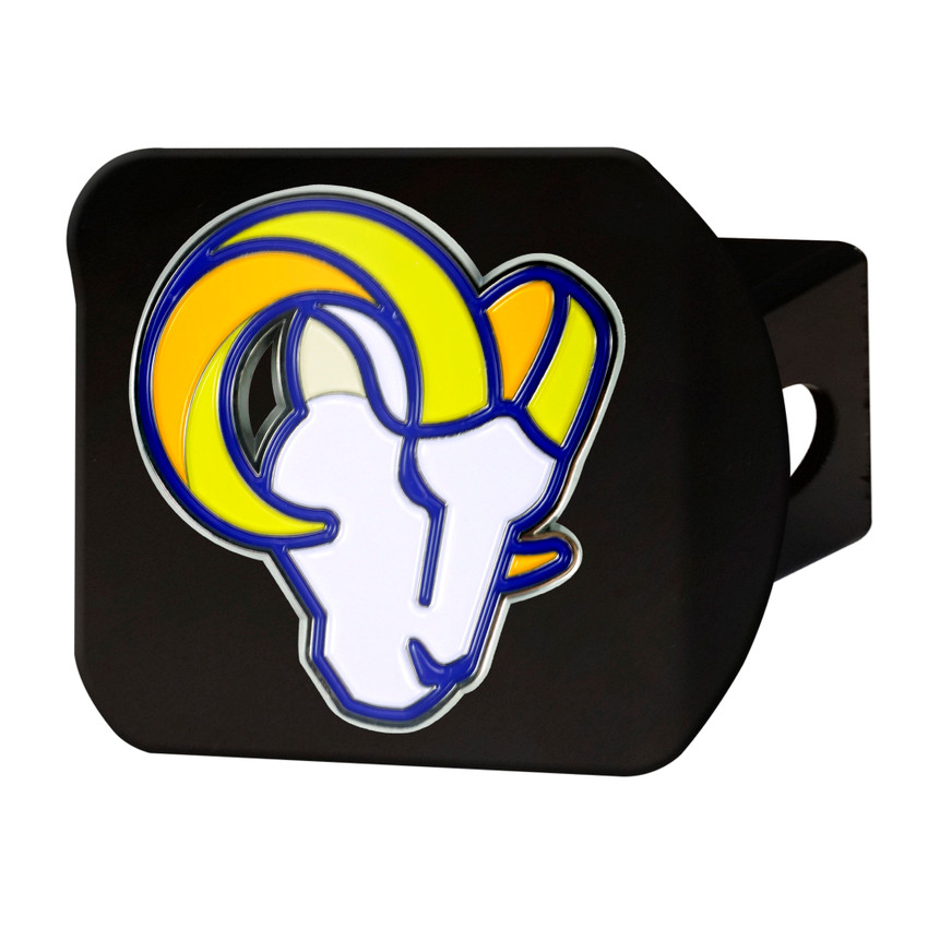 Los Angeles Rams Black Metal Hitch Cover - 3D Color Emblem Ram Head Secondary Logo