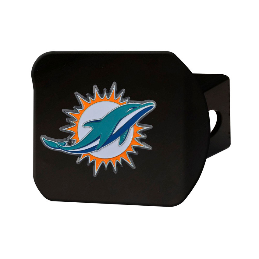Miami Dolphins Black Metal Hitch Cover - 3D Color Emblem Dolphin Primary Logo