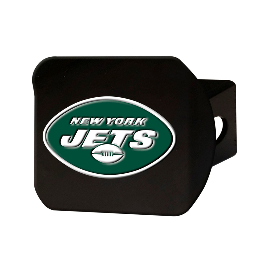 New York Jets Black Metal Hitch Cover - 3D Color Emblem Oval Jets Primary Logo
