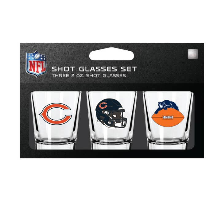 Chicago Bears 3-Pack Shot Glass SetNFL Barware Fan Drinkware