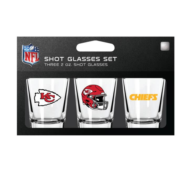 Kansas City Chiefs 3-Pack Shot Glass SetNFL Barware Fan Drinkware