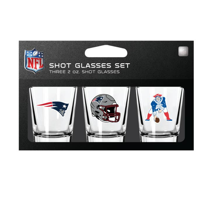 New England Patriots 3-Pack Shot Glass SetNFL Barware Fan Drinkware