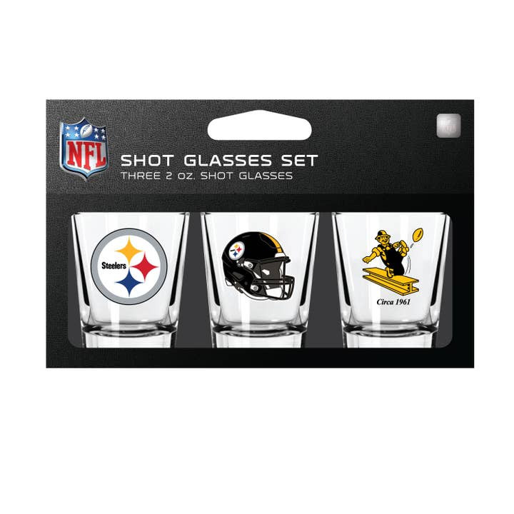 Pittsburgh Steelers 3-Pack Shot Glass SetNFL Barware Fan Drinkware
