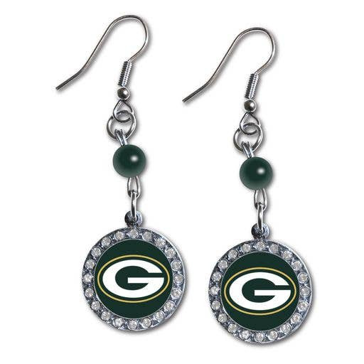 Green Bay PackersRhinestone Dangle Earrings