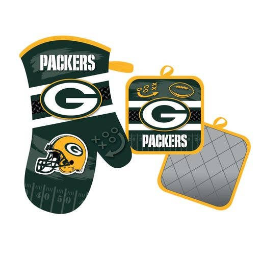 Green Bay Packers Oven Mitt and Pot Holder Kitchen Heat Resistant